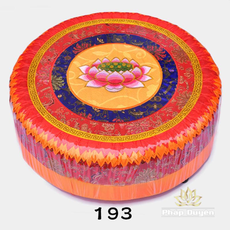 Đệm Quỳ Lễ Phật Hình Tròn Thêu Hoa Sen, Kích Cỡ 50x23cm, 60x25cm - Ảnh 2