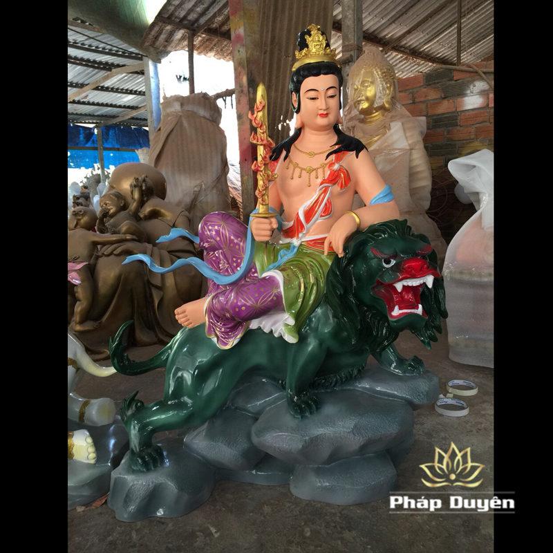 Tượng Đức Văn Thù - Phổ Hiền Cưỡi Thú Bằng Composit, Cao 90cm - Ảnh 4
