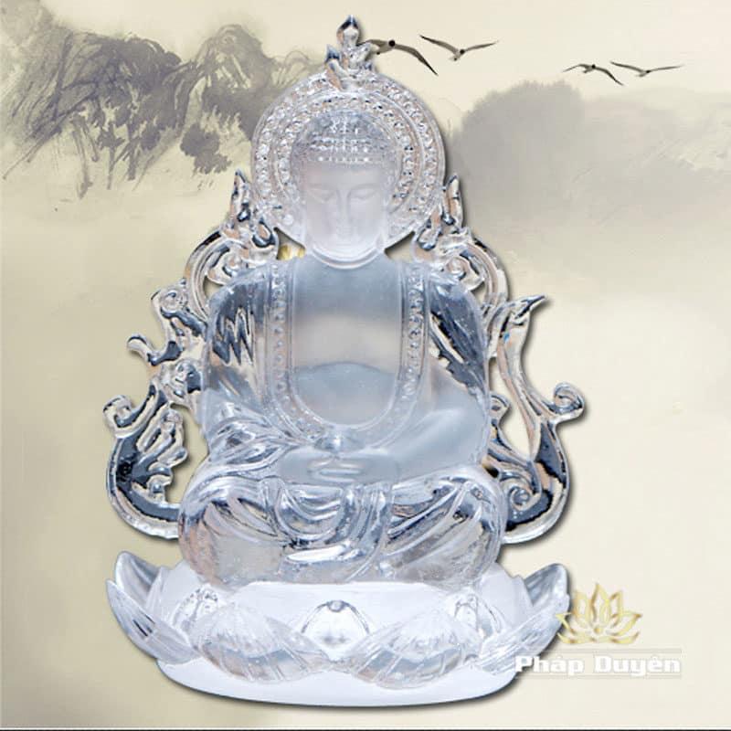 Tượng Bổn Sư Thích Ca Mâu Ni 2 Mặt Bằng Lưu Ly, Để Xe Hơi (ô tô), Để Bàn Làm Việc, Cao 12.5cm, - Ảnh 3