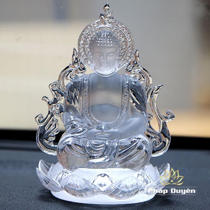 Tượng Bổn Sư Thích Ca Mâu Ni 2 Mặt Bằng Lưu Ly, Để Xe Hơi (ô tô), Để Bàn Làm Việc, Cao 12.5cm, - Ảnh 4