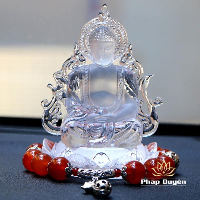 Tượng Bổn Sư Thích Ca Mâu Ni 2 Mặt Bằng Lưu Ly, Để Xe Hơi (ô tô), Để Bàn Làm Việc, Cao 12.5cm, - Ảnh 5