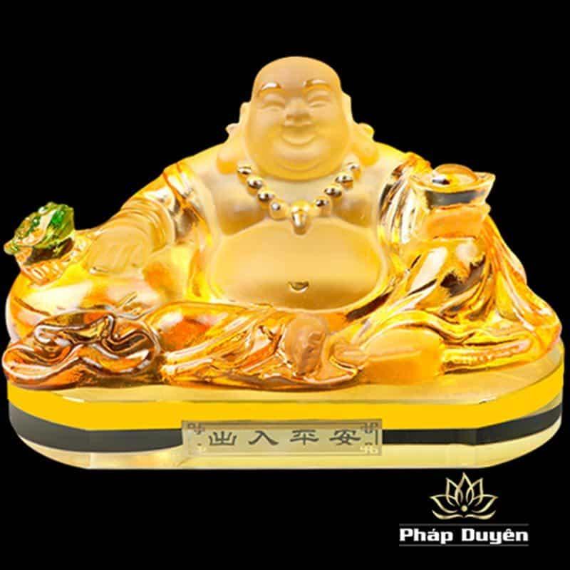 Tượng Ngài Di Lặc Bằng Lưu Ly, Để Xe Hơi, Để Bàn Làm Việc, Kích Cỡ 9.5x16x10cm - Ảnh 2