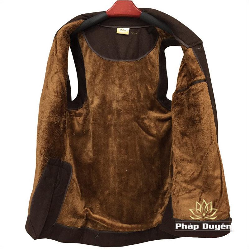 Áo Ghi Lê Mùa Đông 2 Lớp Mầu Nâu Dùng Cho Tăng Ni, Đồ Tu Mùa Đông Cho Quý Thầy Tăng Ni, Cư Sĩ - Ảnh 4