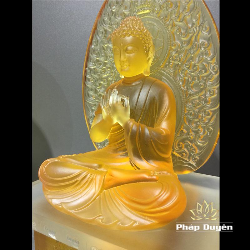 Bộ Tượng Dược Sư Lưu Ly, Ngồi 7 Màu, Có Lá Đề, Cao 38cm - Ảnh 13