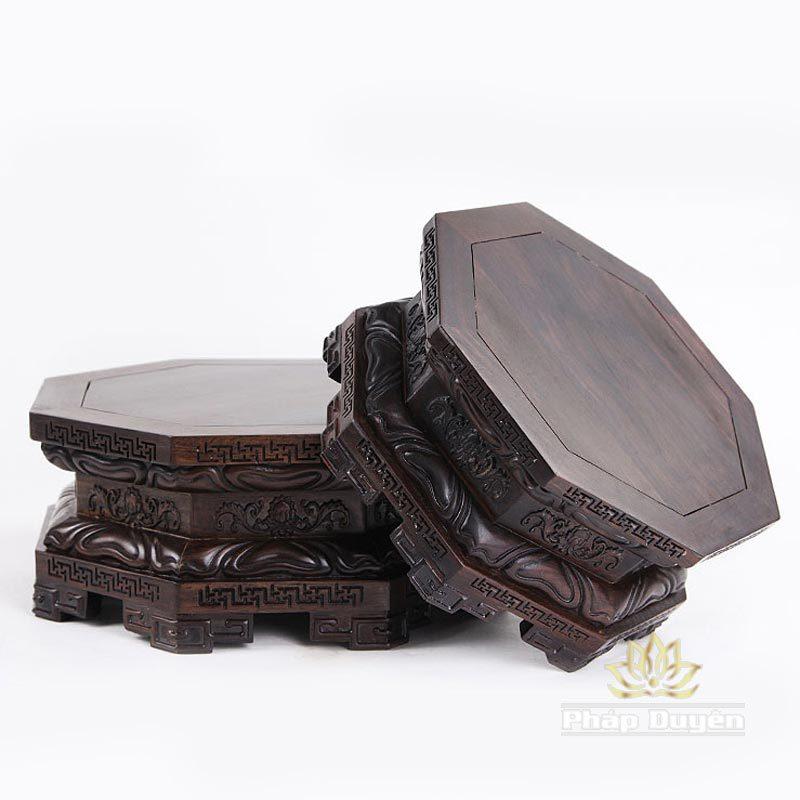 Đế Gỗ Gụ Bát Giác Mầu Nâu Đen, Nhiều Kích Cỡ - Ảnh 5