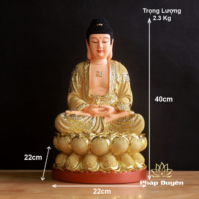Tượng Đức Dược Sư Ngồi Composit Mạ Cát Vàng, Cao 16inch - Ảnh 6