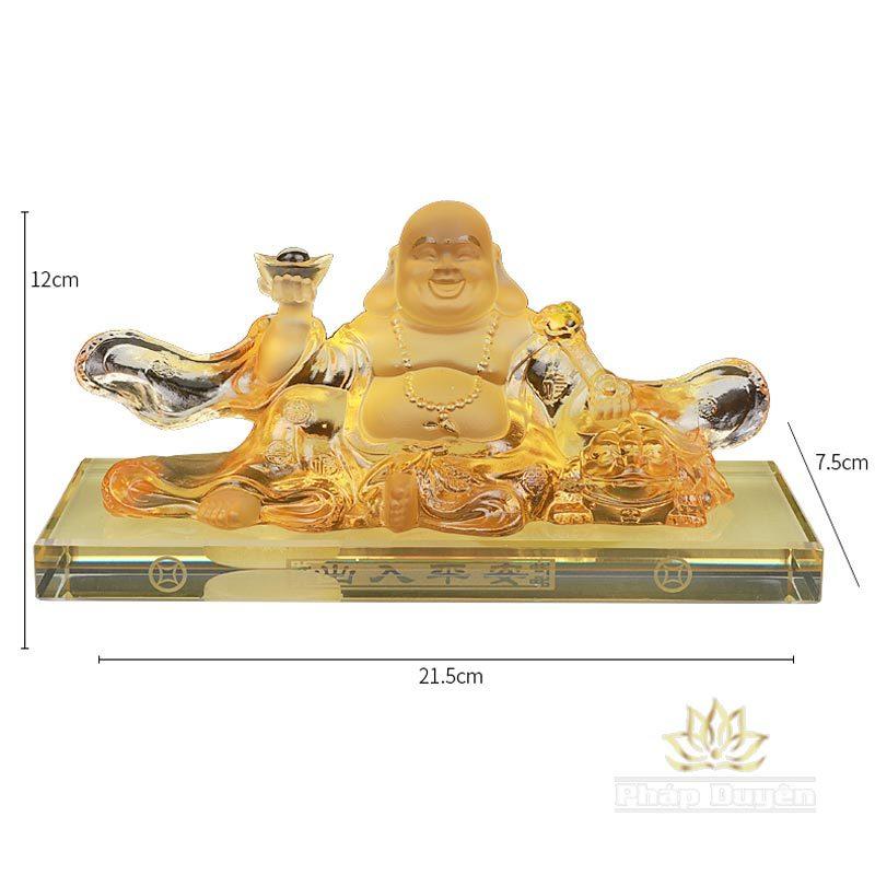 Tượng Đức Di Lặc Bằng Lưu Ly, Để Xe Hơi, Để Bàn Làm Việc, Kích Cỡ 12x21.5x7.5cm, - Ảnh 7