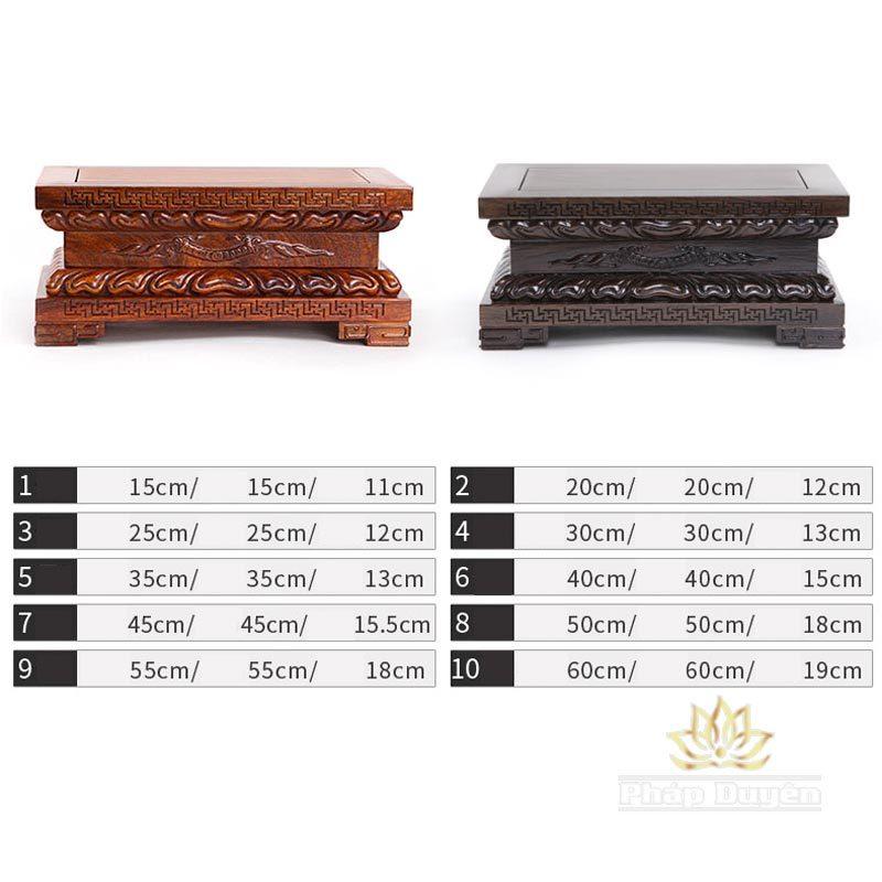 Đế Gỗ Gụ Vuông Mầu Nâu Đen, Nhiều Kích Cỡ - Ảnh 7