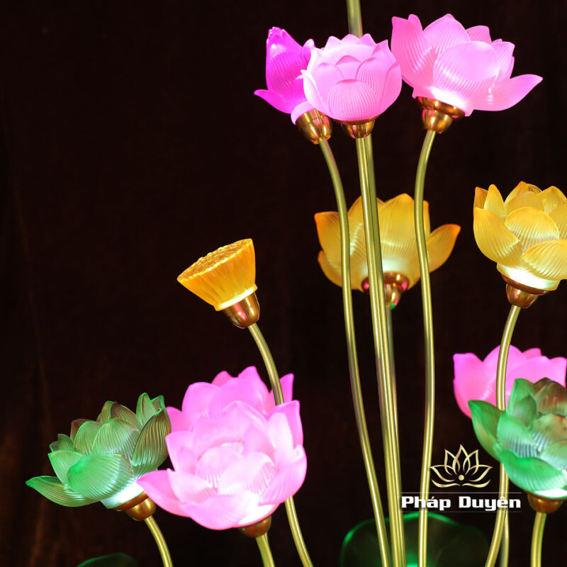 Đôi Đèn Bình Ngọc 19 Bông Nhiều Màu, Cao 130cm - Ảnh 3