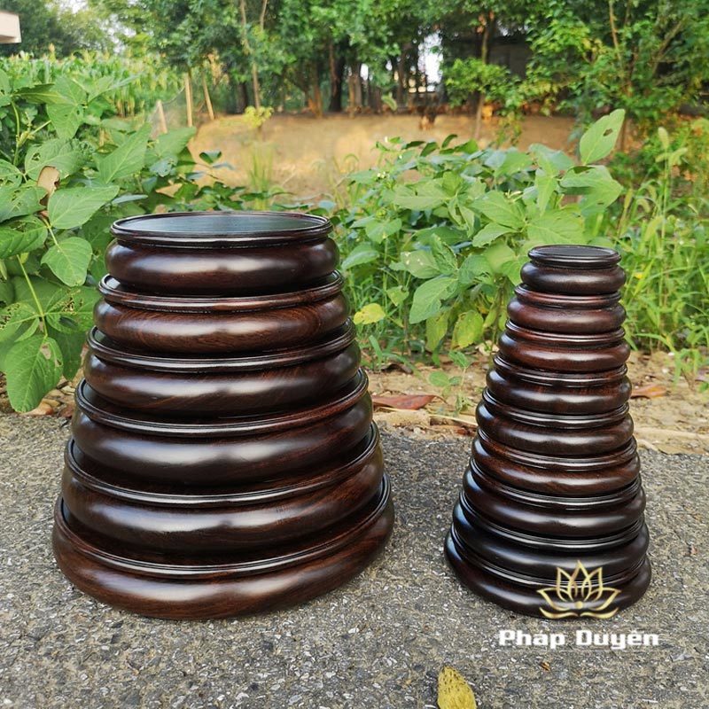 Đế Gỗ Mun Tròn Cao Cấp Loại Thấp, Đường Từ 5cm Đến 25cm - Ảnh 2