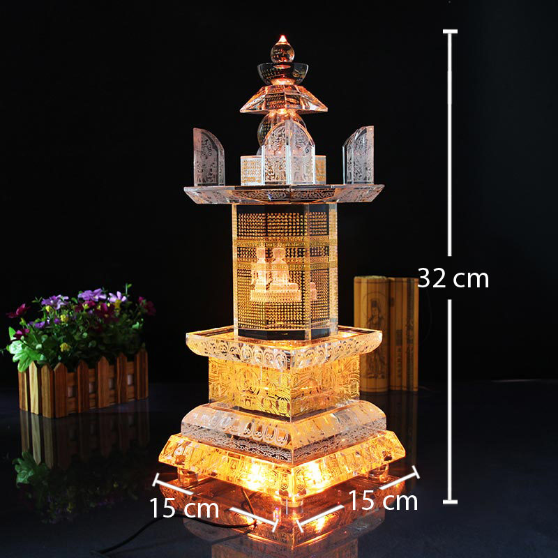 Tháp Xá Lợi Thủy Tinh Trong Suốt Khắc Thần Chú, Cao 32cm, 40cm, 50cm - Ảnh 8