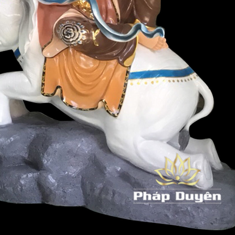 Bộ Tượng Văn Thù - Phổ Hiền Bồ Tát Cưỡi Thú, Composit Sơn Thường, Cao 155cm - Ảnh 6