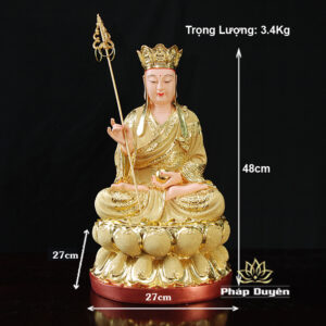 Tượng Ngài Địa Tạng Vương Ngồi, Composite Mạ Cát, Nhiều Kích Thước