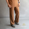 Bộ Cư Sĩ Nam Cổ Trụ Tay Ngắn Vải Linen, Màu Nâu Đất, Nhiều Size - ảnh 2