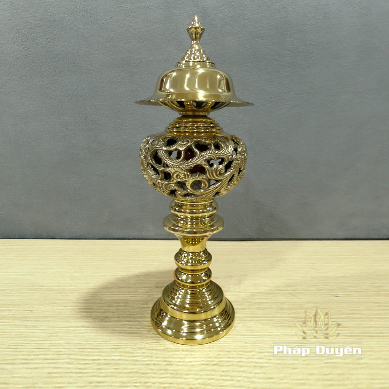 Đôi Đèn Đồng Chạm Khắc Rồng Phượng Vàng Bóng, Cao 36cm, 42cm, 48cm, 58cm - Ảnh 3