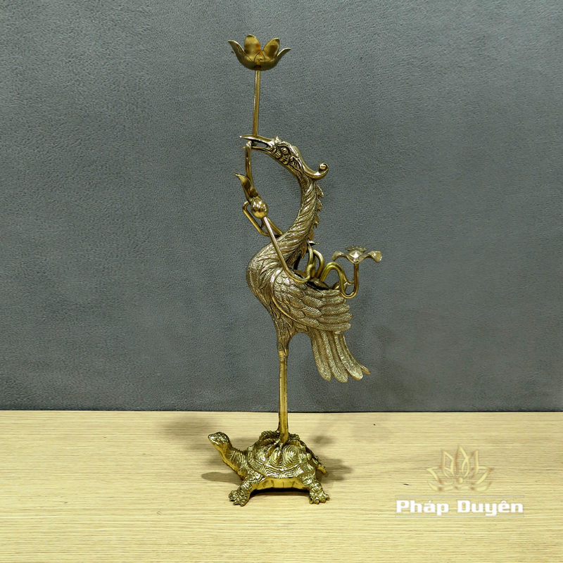 Đôi Hạc Thờ Đồng Vàng Bóng, Cao 47cm, 52cm, 58cm, 67cm, 73cm - Ảnh 2