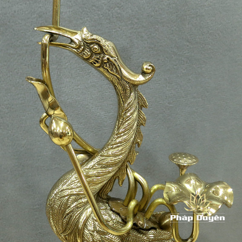 Đôi Hạc Thờ Đồng Vàng Bóng, Cao 47cm, 52cm, 58cm, 67cm, 73cm - Ảnh 4