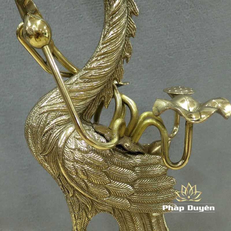 Đôi Hạc Thờ Đồng Vàng Bóng, Cao 47cm, 52cm, 58cm, 67cm, 73cm - Ảnh 6