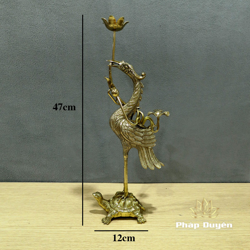 Đôi Hạc Thờ Đồng Vàng Bóng, Cao 47cm, 52cm, 58cm, 67cm, 73cm - Ảnh 9