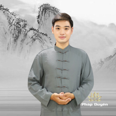 Alternative view of Bộ Cư Sĩ Vải Lanh Cao Cấp, Màu Xanh Sẫm, Nhiều Kích Cỡ