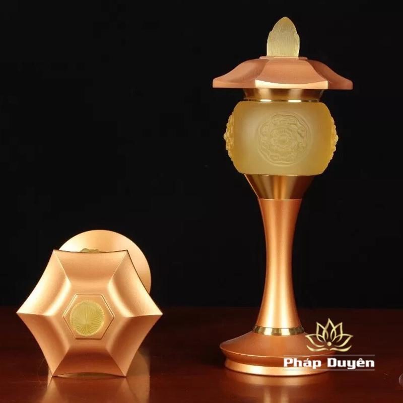 Đôi Đèn Cầu Lưu Ly Chạm Trổ 8 Cát Tường 6 Cạnh, Cao 38cm - Ảnh 4