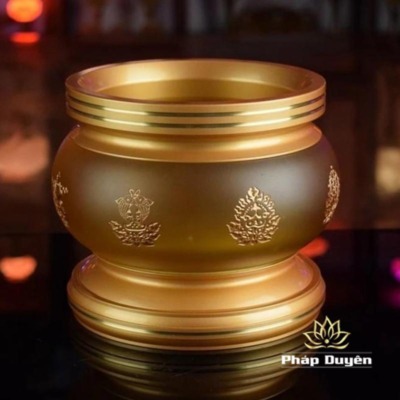 Alternative view of Bát Hương Lưu ly 8 Cát Tường Khắc Chìm Vàng, Nhiều Kích Cỡ