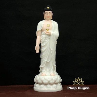 Alternative view of Bộ Tượng Tây Phương Tam Thánh Đứng, Bột Đá Trắng Da Hồng, Cao 66cm