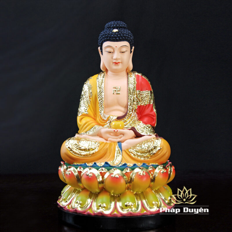 Tượng Bổn Sư Thích Ca Ngồi Áo Đỏ Chất Liệu Composite, 30-48cm - Ảnh 2