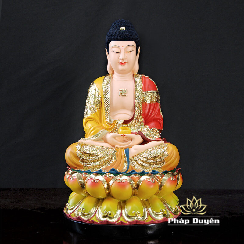 Tượng Bổn Sư Thích Ca Ngồi Áo Đỏ Chất Liệu Composite, 30-48cm - Ảnh 4