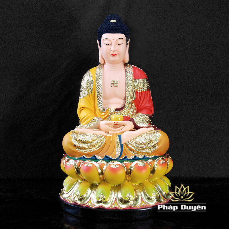 Tượng Bổn Sư Thích Ca Ngồi Áo Đỏ Chất Liệu Composite, 30-48cm - Ảnh 6