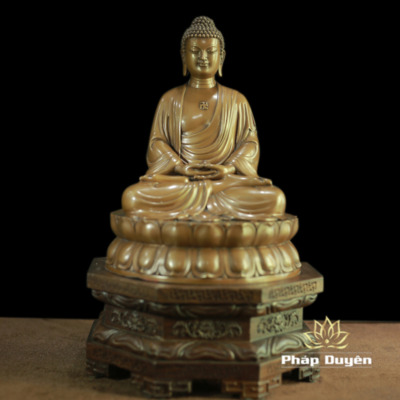 Alternative view of Bộ Tượng Tây Phương Tam Thánh Ngồi, Chất Liệu Đồng Đen Cao Cấp, Cao 26cm