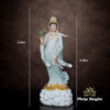 Tượng Quan Âm Tự Tại Đứng Trên Hoa Sen Vàng Bằng Bột Đá, Cao 216cm (Tổng Hào Quang 255cm) - Ảnh 5