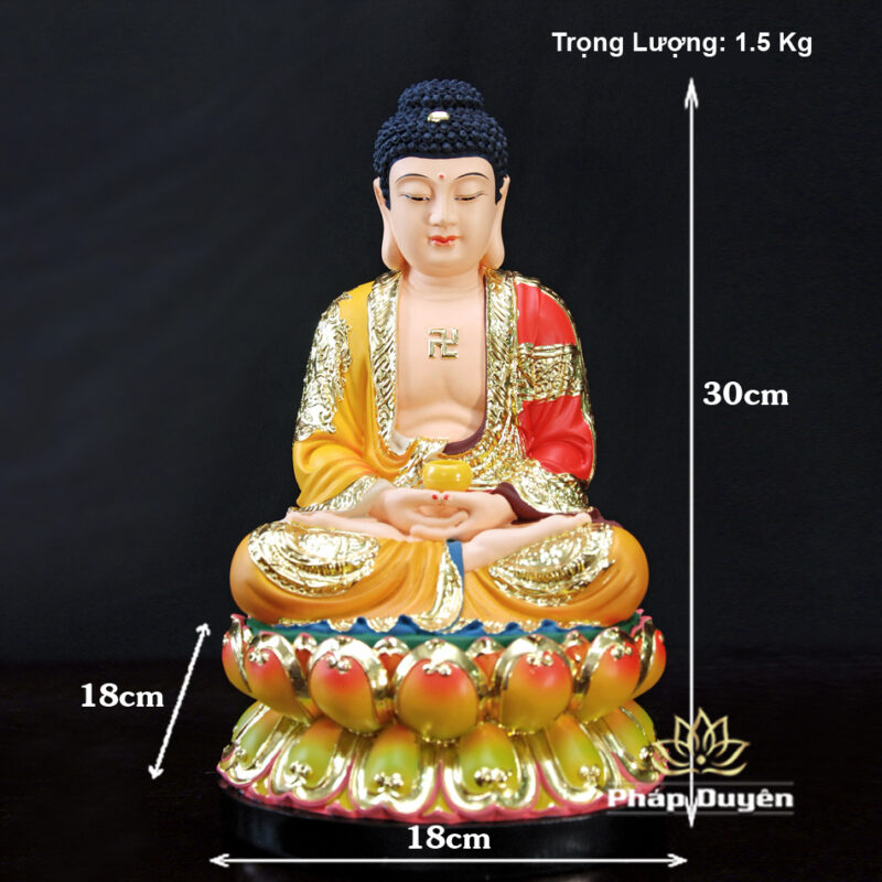 Tượng Bổn Sư Thích Ca Ngồi Áo Đỏ Chất Liệu Composite, 30-48cm - Ảnh 3