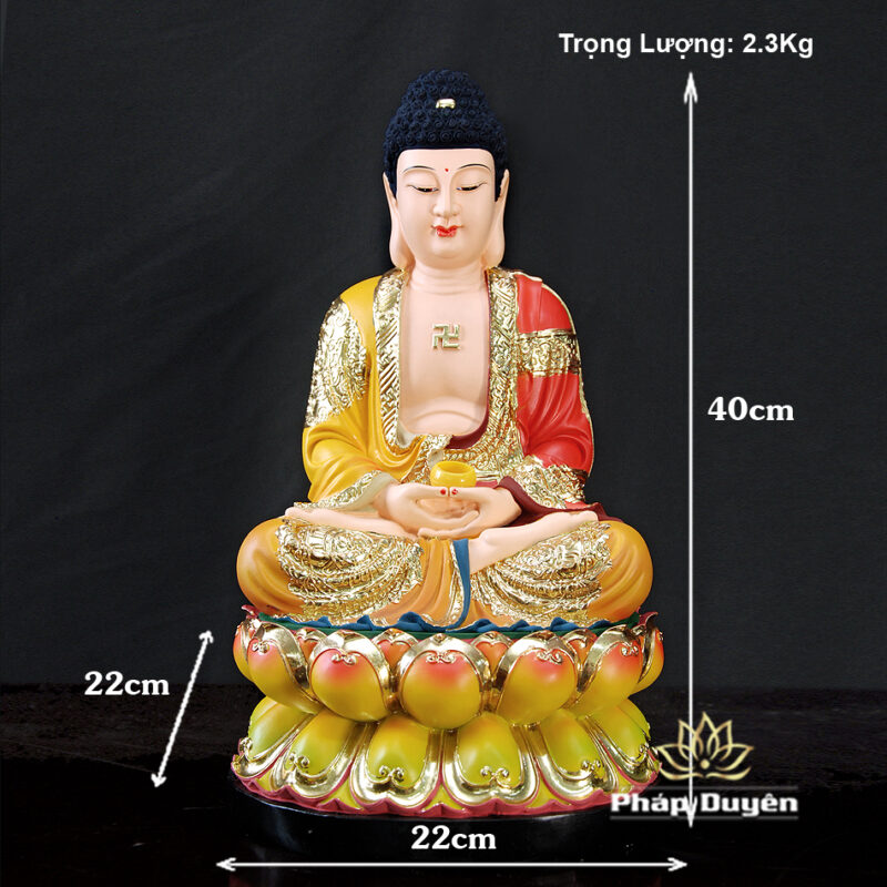 Tượng Bổn Sư Thích Ca Ngồi Áo Đỏ Chất Liệu Composite, 30-48cm - Ảnh 5