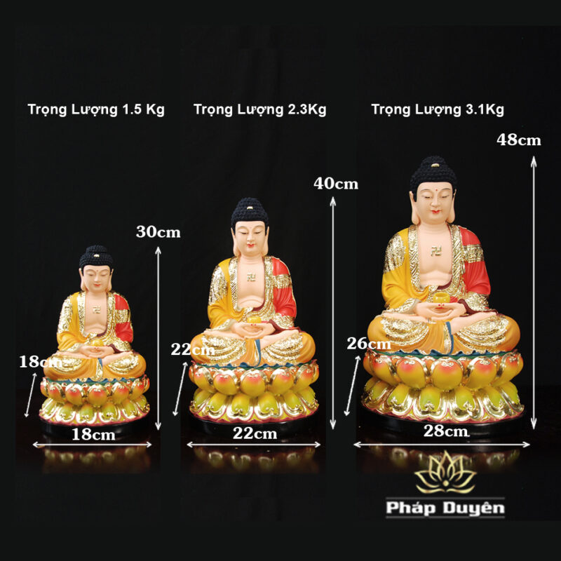 Tượng Bổn Sư Thích Ca Ngồi Áo Đỏ Chất Liệu Composite, 30-48cm - Ảnh 8