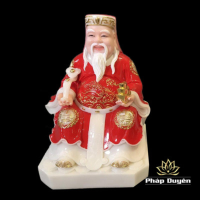 Alternative view of Bộ Tượng Thần Tài Thổ Địa, Bột Đá Áo Đỏ, Nhiều Kích Cỡ