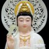 Tượng Đức Quan Âm Ngồi Bột Đá Hồng Có hào Quang, Cao 48cm (Tổng 60cm) - ảnh 1