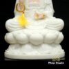 Tượng Đức Quan Âm Ngồi Bột Đá Hồng Có hào Quang, Cao 48cm (Tổng 60cm) - ảnh 4