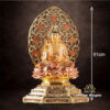 Tượng Quan Âm Ngồi Đài Sen, Đế Bát Giác, Bằng Đồng Mạ Vàng, Cao Tổng Lá Đề 61cm - Ảnh 5