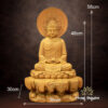 Tượng Phật Thích Ca Ngồi Non Nước Bằng Gỗ Nguyên Màu Có Hào Quang Nhỏ, Cao 48cm (Tổng Hào Quang 58cm) - ảnh 5