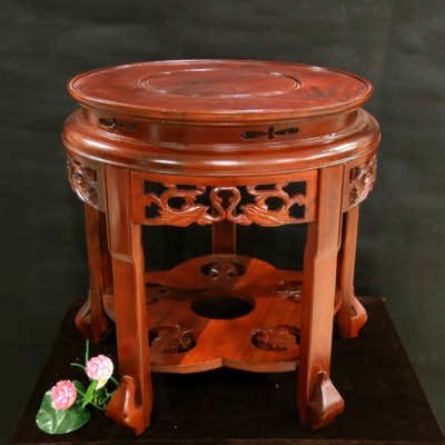 Đôn Để Chuông Mõ Bằng Gỗ Hương Mầu Cánh Dán, Đường Kính 58cm, Cao 60cm