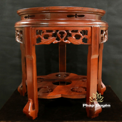 Alternative view of Đôn Để Chuông Mõ Bằng Gỗ Hương Mầu Cánh Dán, Đường Kính 58cm, Cao 60cm