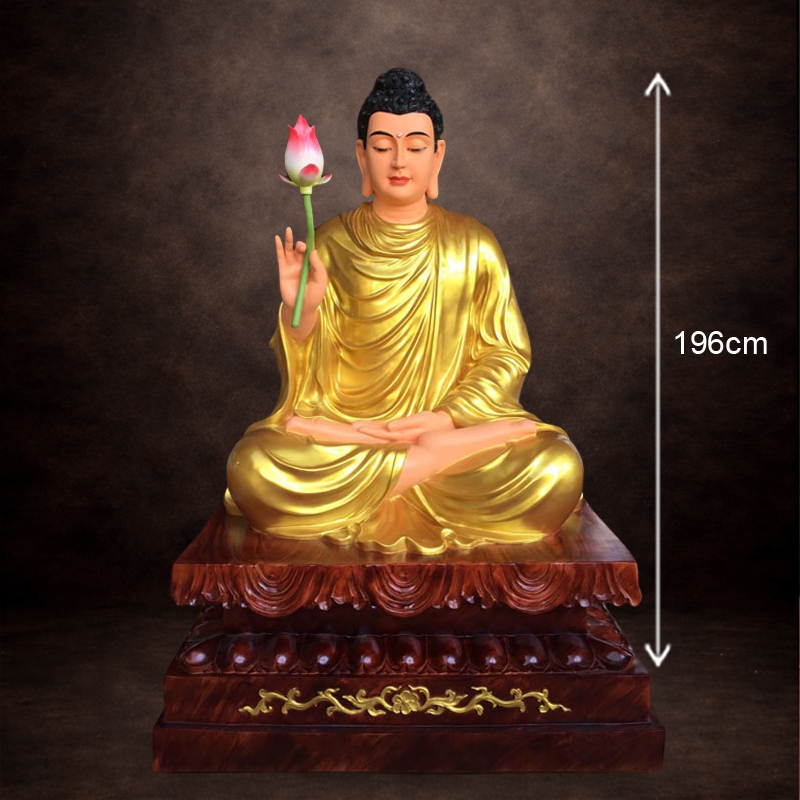 Tượng Bổn Sư Thích Ca Tay Cầm Bông Sen Bằng Composite, Cao 196cm - ảnh 14