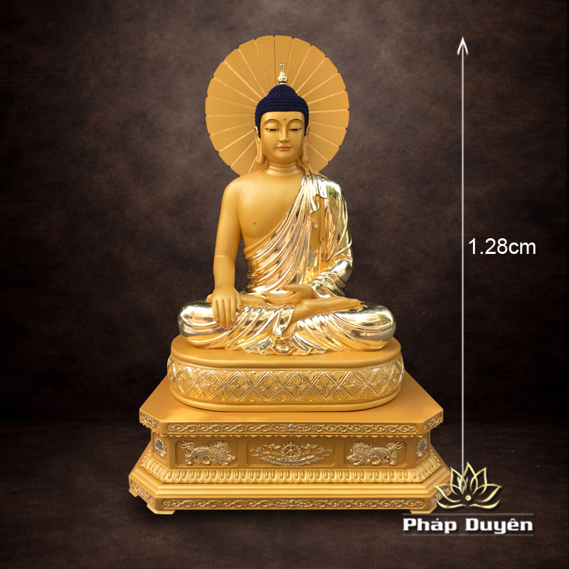 Tượng Bổn Sư Thích Ca Ngồi Bằng Gỗ Dát Vàng, Cao 1.28m - ảnh 16