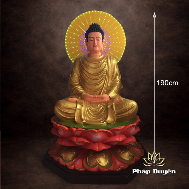 Tượng Bổn Sư Thích Ca Ngồi Đài Sen Bằng Composite, Cao 190cm - ảnh 15