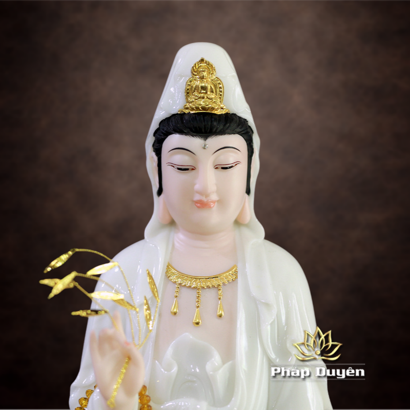Tượng Ngài Quan Âm Đứng, Bột Đá Hồng, Cao 66cm - ảnh 6