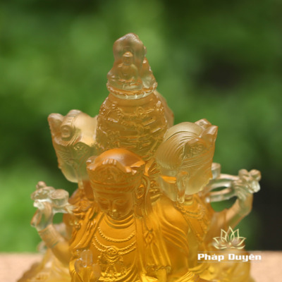 Alternative view of Tượng Quan Âm 4 Mặt Bằng Lưu Ly Cao Cấp, Để Xe Hơi, Để Bàn Làm Việc, Cao 11cm