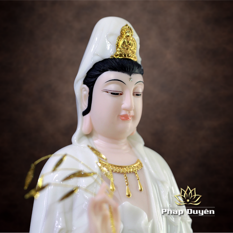 Tượng Ngài Quan Âm Đứng, Bột Đá Hồng, Cao 66cm - ảnh 7