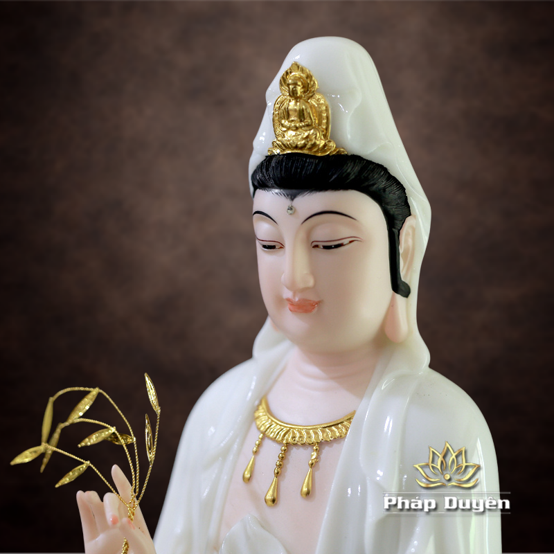 Tượng Ngài Quan Âm Đứng, Bột Đá Hồng, Cao 66cm - ảnh 8