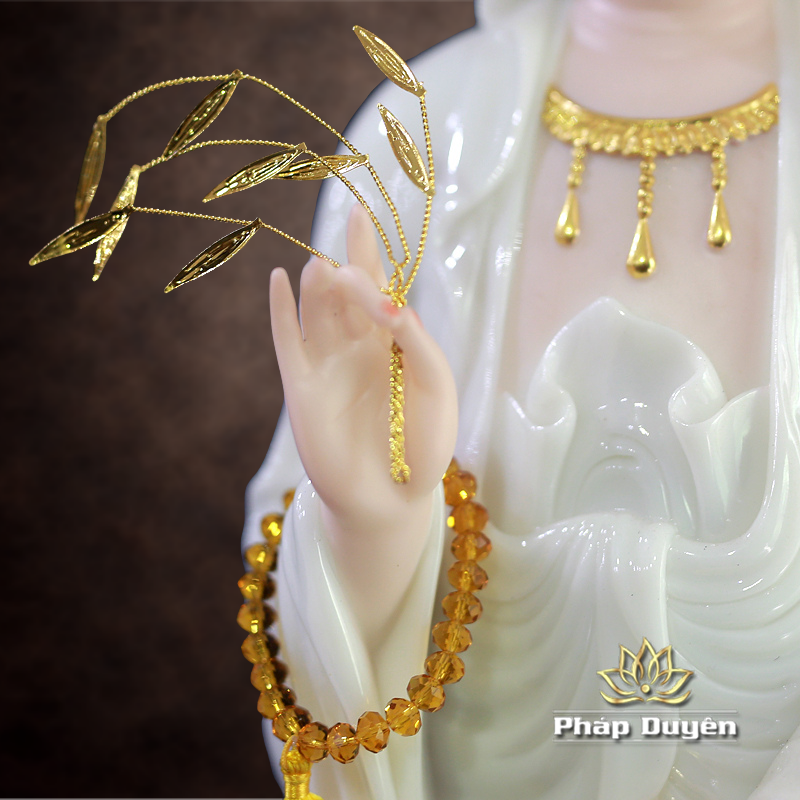 Tượng Ngài Quan Âm Đứng, Bột Đá Hồng, Cao 66cm - ảnh 9